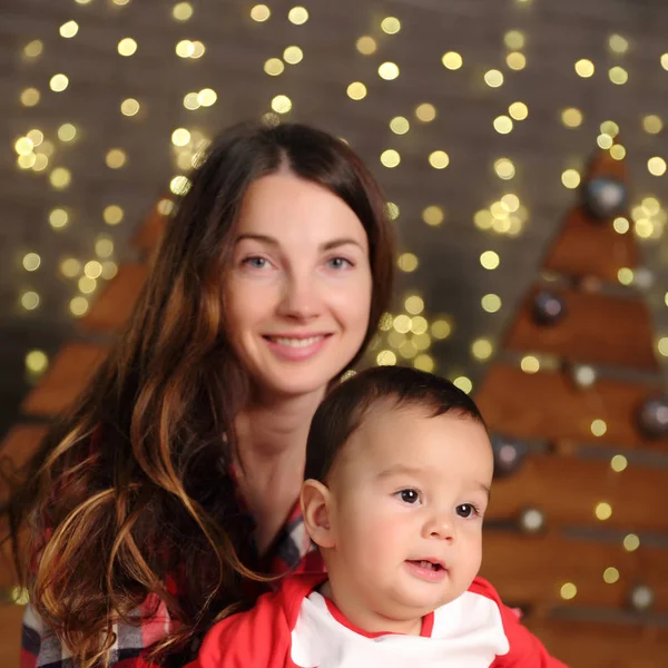 Moeder Baby Vakantie Van Kerstmis — Stockfoto