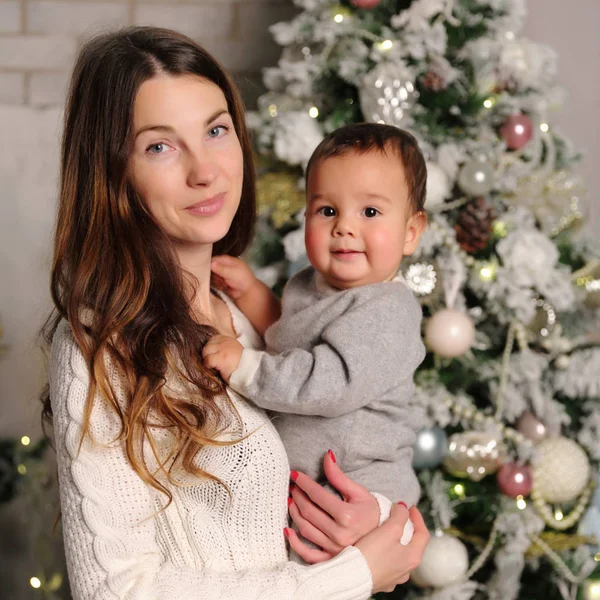 Madre Bambino Vacanza Natale — Foto Stock