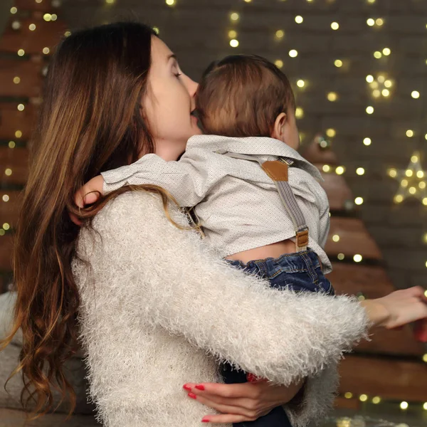 Madre Bambino Vacanza Natale — Foto Stock