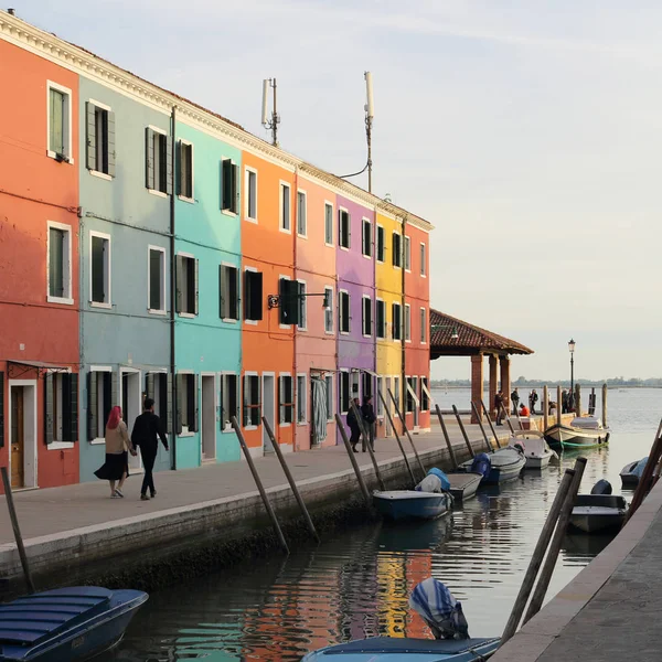 Burano Veneto Itália Abril 2019 Ilha Burano Colorida Pôr Sol — Fotografia de Stock