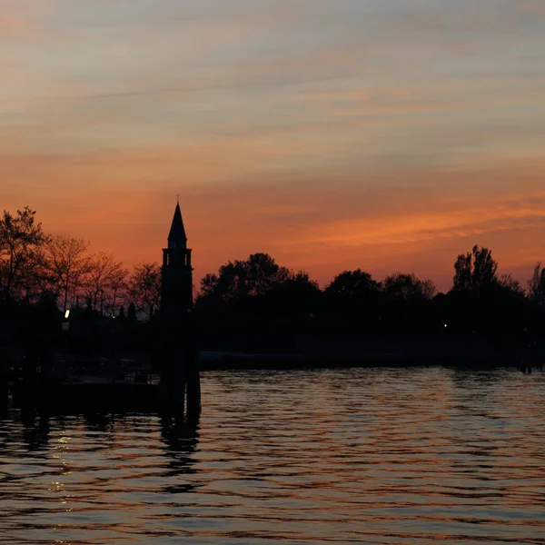 Prachtige Zonsondergang Het Eiland Burano Veneto Italië — Stockfoto