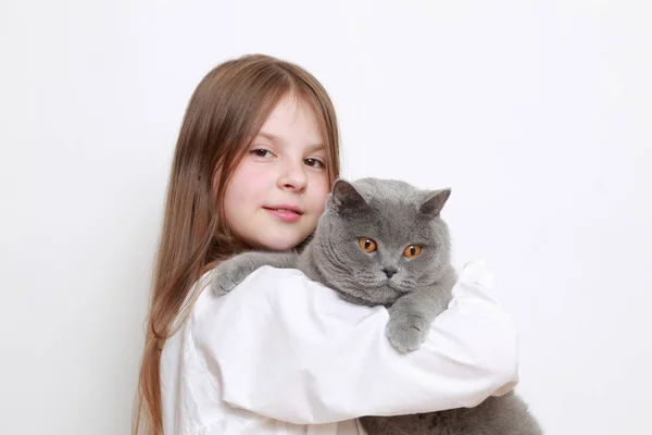Piękna Dziewczynka Kot — Zdjęcie stockowe
