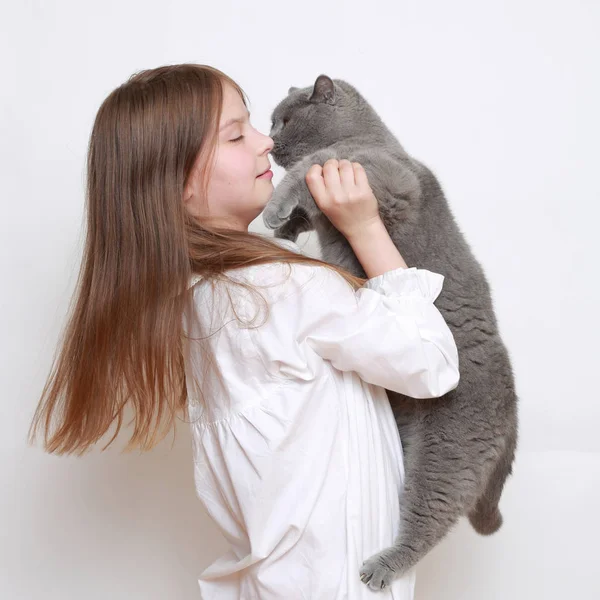 Piękna Dziewczynka Kot — Zdjęcie stockowe