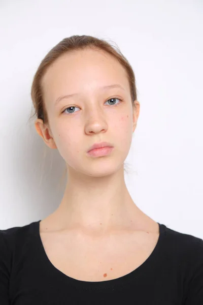 Kaukázusi Tini Lány Stúdió Portré — Stock Fotó