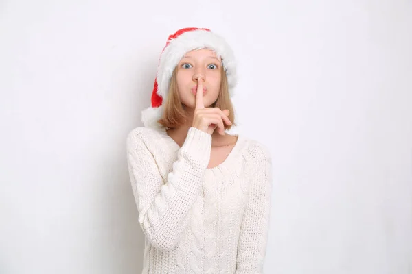 Sombrero Santa Chica Adolescente Tema Navidad — Foto de Stock
