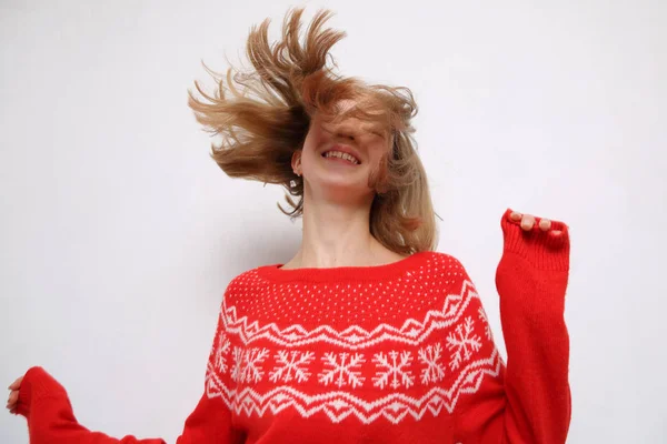 Retrato Estúdio Menina Adolescente Europeia Tema Natal — Fotografia de Stock