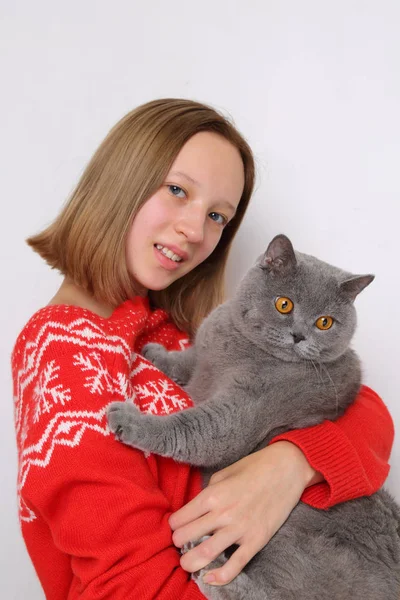 Beatiful Teen Girl Cat — Stock Photo, Image