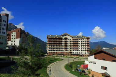 Olimpiyat Köyü, Soçi, Rusya Federasyonu - 28 Eylül 2017: Olimpiyat köyü, Sochi, Rusya Federasyonu