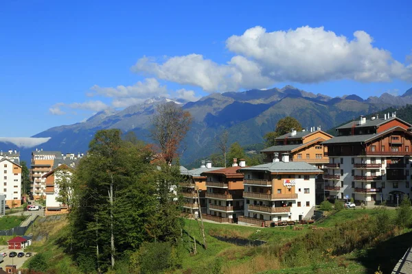 OLYMPIC VILLAGE, SOCHI, RUSSIAN FEDERATION - 28 SEPTEMBER, 2017: View from Olympic village, Sochi, Russian Federation