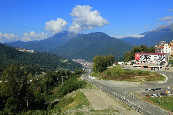 OLYMPIC VILLAGE, SOCHI, RUSSIAN FEDERATION - 28 SEPTEMBER, 2017: View from Olympic village, Sochi, Russian Federation