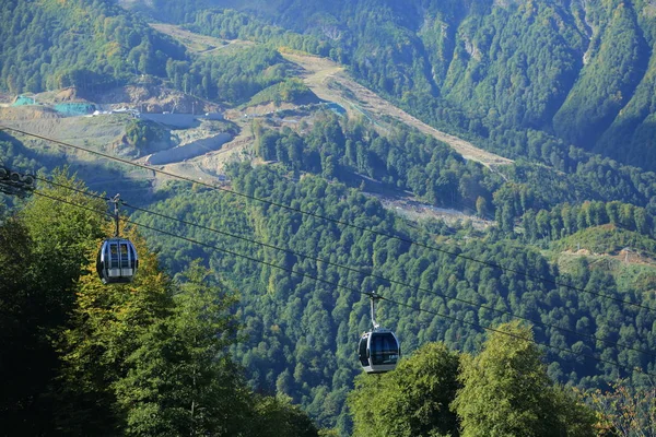 cable lift in the mountains, Sochi, Russian Federation