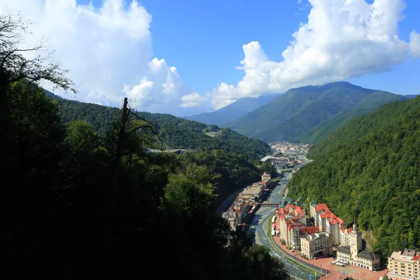 OLYMPIC VILLAGE, SOCHI, RUSSIAN FEDERATION - 28 SEPTEMBER, 2017: View from Olympic village, Sochi, Russian Federation