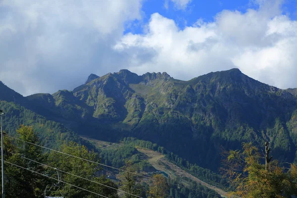 Vue Sur Les Montagnes Verdoyantes Été Vue Village Olympique Sotchi — Photo