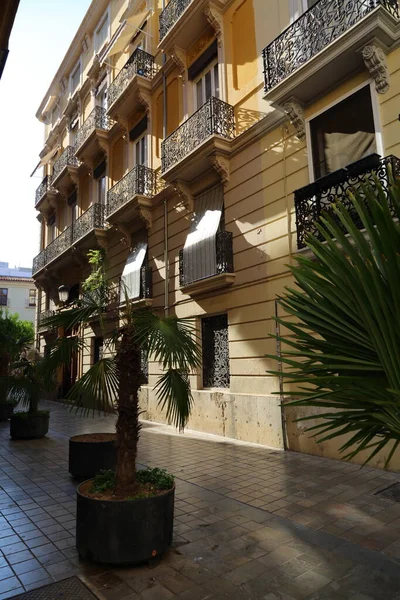 Beautiful Old Buildings Valencia Spain Interesting Architecture Details Siesta People — Stock Photo, Image