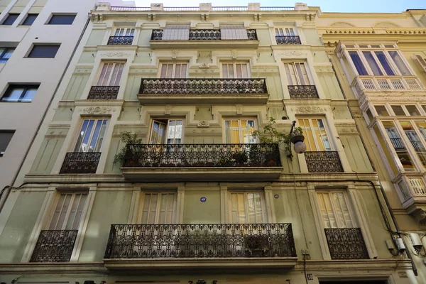 Beautiful Old Buildings Valencia Spain Interesting Architecture Details Siesta People — Stock Photo, Image