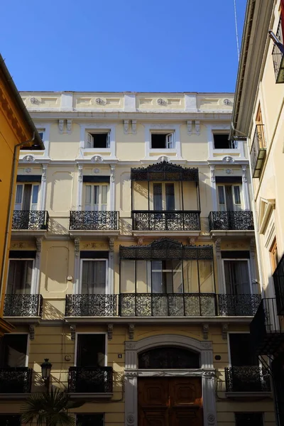 Beautiful Old Buildings Valencia Spain Interesting Architecture Details Siesta People — Stock Photo, Image