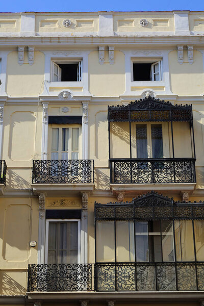 Beautiful old buildings in Valencia, Spain. Interesting architecture details. Siesta. No people.