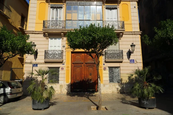 Beautiful Old Buildings Valencia Spain Interesting Architecture Details Siesta People — Stock Photo, Image