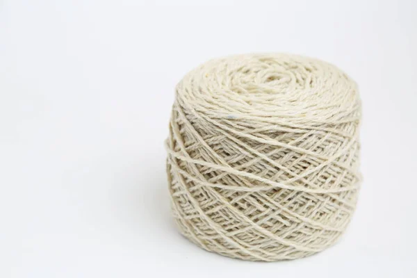 Studio Image Skein 100 Wool Ivory Color Yarn Knitting — Stock Photo, Image