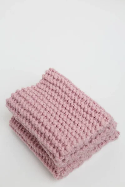 Handgemachter Strickschal Rosa Farbe — Stockfoto