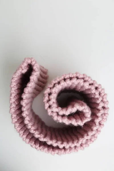 Handgemachter Strickschal Rosa Farbe — Stockfoto