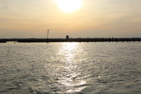 Venkovní Obraz Malebného Západu Slunce Lagoon Benátky Benátky Itálie — Stock fotografie