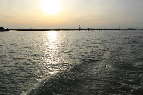 Außenbild Des Malerischen Sonnenuntergangs Der Lagune Venedig Venetien Italien — Stockfoto