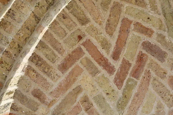 Outdoor Beeld Van Ancient Baksteen Muur Textuur — Stockfoto