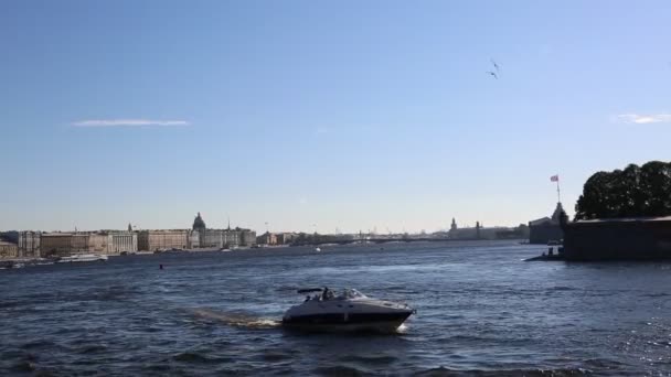 Saint Petersburg Oroszország 2019 Június Gyönyörű Kilátás Neva Folyóra Hajóra — Stock videók