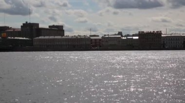 Cityscape ve Neva Nehri, Saint Petersburg, Rusya.