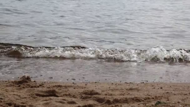 Közel Tenger Hullámai Fröccsenő Strandon — Stock videók