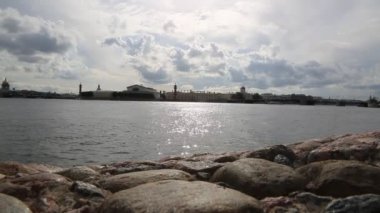 Cityscape ve Neva Nehri, Saint Petersburg, Rusya.