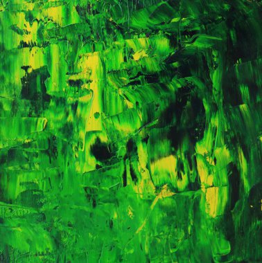 Yeşil ve sarı renkli kağıt üzerinde güzel soyut sanat eserleri