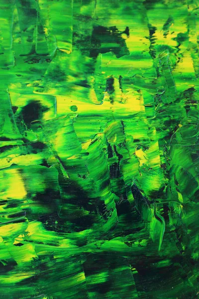 Schöne Abstrakte Ölgemälde Auf Papier Grünen Und Gelben Farben — Stockfoto