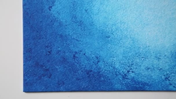 Hedendaagse Kunst Abstract Kunstschilderkunst Met Blauwe Kleur Papier — Stockvideo