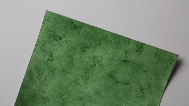 Σύγχρονη Τέχνη Αφηρημένη Ζωγραφική Τέχνη Πράσινο Χρώμα Στο Χαρτί — Αρχείο Βίντεο