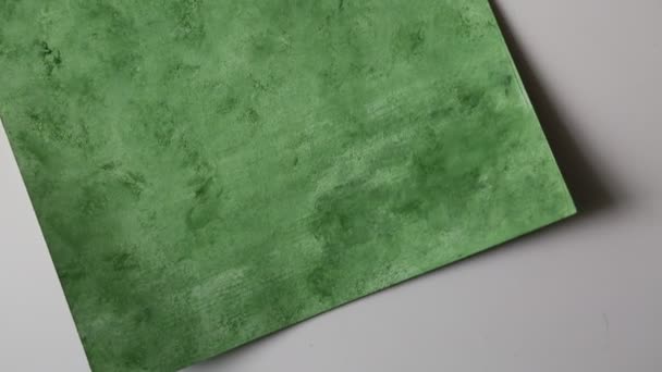 Kortárs Művészet Absztrakt Art Festmény Zöld Színű Papíron — Stock videók