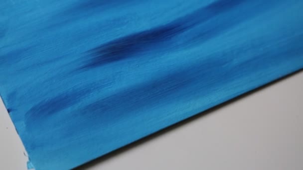 Contemporary Art Abstract Art Painting Blue Color Paper — Stock Video