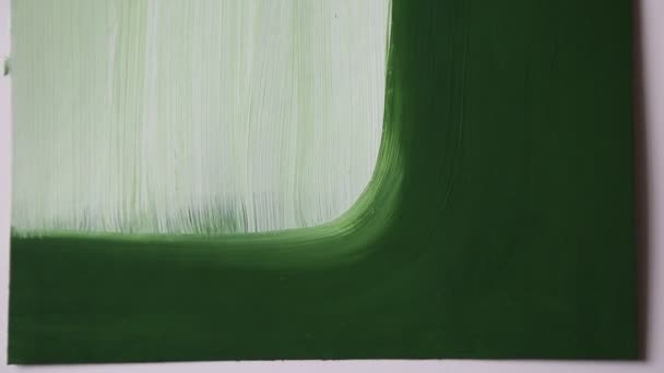 Arte Contemporáneo Abstracto Pintura Arte Con Color Verde Sobre Papel — Vídeo de stock