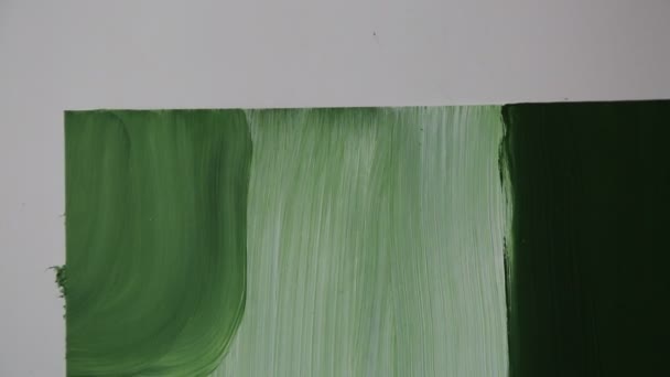 Současné Umění Abstraktní Malba Zelenou Barvou Papíře — Stock video