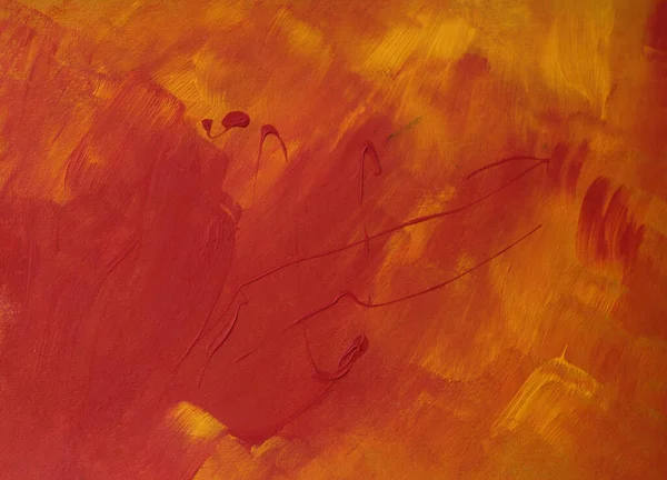 Abstract Kunstwerk Acryl Papier Oranje Rode Gele Kleuren — Stockfoto