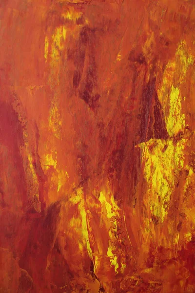 Oeuvre Abstraite Acrylique Sur Papier Aux Couleurs Orange Rouge Jaune — Photo