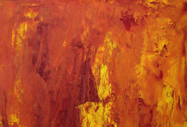 Oeuvre Abstraite Acrylique Sur Papier Aux Couleurs Orange Rouge Jaune — Photo