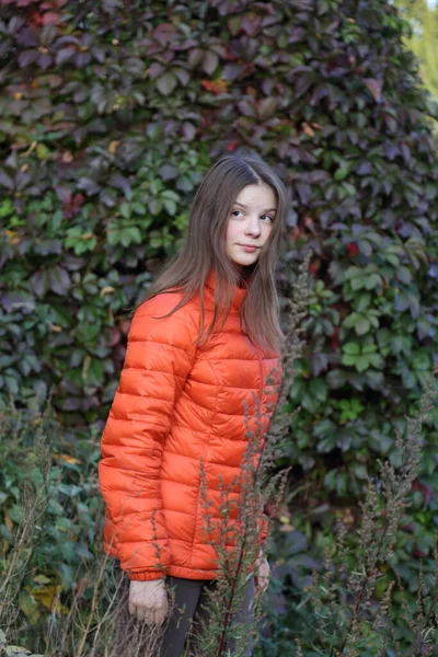 Outdoor Fashion Shot Trendy Teen Girl Wearing Bright Clothes Street — Stock Photo, Image