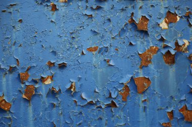 Paslı metalin ve soyulmuş boyanın dokulu arkaplan görüntüsü. 