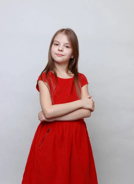 Menina Vestido Vermelho — Fotografia de Stock