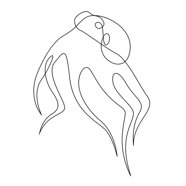 巨型章鱼的单连续线画。传说中的克拉肯动物吉祥物概念。一条线绘制设计矢量图 — 图库矢量图片