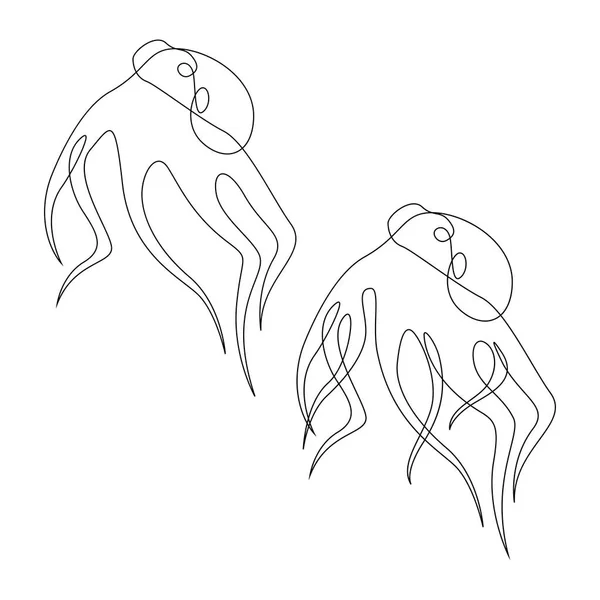 Dev ahtapot seti tek sürekli çizgi çizim. Efsanevi kraken hayvan maskotu konsepti. Tek satır çizim tasarım vektör illüstrasyon — Stok Vektör