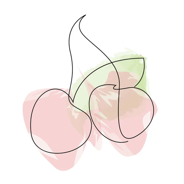 La guinda - el dibujo de una línea. Fruta de línea continua. Ilustración minimalista dibujada a mano, vector . — Archivo Imágenes Vectoriales