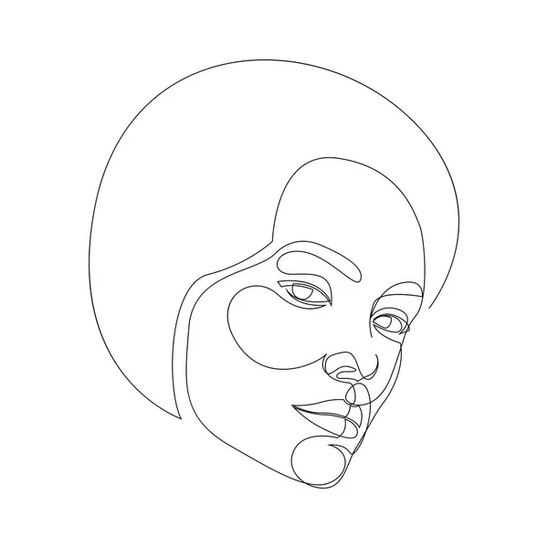 Continuous line drawing of Portrait of a Beautiful Woman face. The Concept of Skin or Hair Beauty Care for young female models. Fashion beauty model with a white background. Vector illustration — Stock Vector